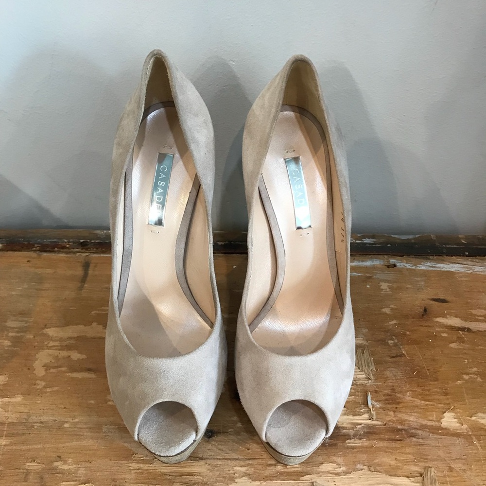 Casadei Nude Peep Toe Platforms